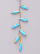 Leaf and Vine Marquise Stone Long Earrings in Brass