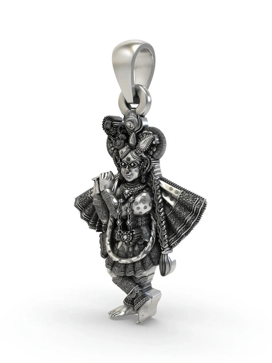 Banke Bihari Lord Krishna Sterling Silver Pendant