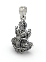 Goddess Lakshmi Temple Silver Pendant with Lotus Motif