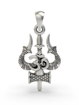 Trishul Om and Damru Sterling Silver Pendant