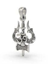Trishul Om and Damru Sterling Silver Pendant