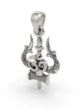 Trishul Om and Damru Sterling Silver Pendant