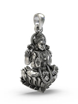 Seated Goddess Lakshmi Temple Silver Pendant