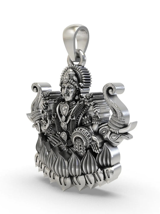 Goddess Gajalakshmi Sterling Silver Pendant