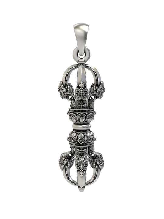 Tibetan Vajra Dorje Sterling Silver Pendant