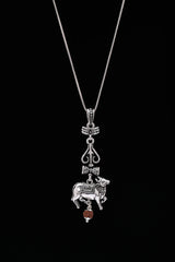 Nandi Trishul and Damru Sterling Silver Rudraksha Pendant