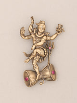 Nataraja Dancing Shiva on Damru Brass Brooch