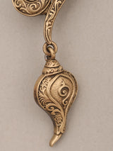 Brass Om Trishul Rudraksha Brooch with Shankh Dangle