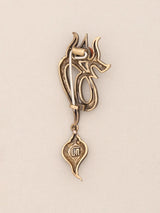 Brass Om Trishul Rudraksha Brooch with Shankh Dangle