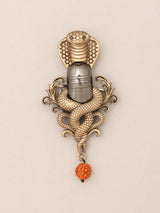 Antique Finish Naga Shiva Lingam Rudraksha Brass Brooch
