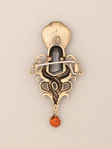 Antique Finish Naga Shiva Lingam Rudraksha Brass Brooch