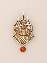 Adiyogi Shiva Trishul and Rudraksha Brass Brooch