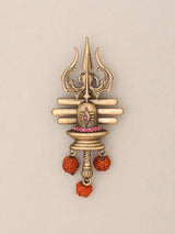 Shiva Linga Trishul and Rudraksha Brass Brooch