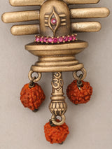 Shiva Linga Trishul and Rudraksha Brass Brooch