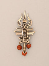 Shiva Linga Trishul and Rudraksha Brass Brooch