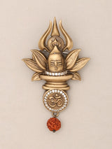 Shiva Linga Om Trishul Rudraksha Brass Brooch