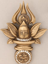 Shiva Linga Om Trishul Rudraksha Brass Brooch