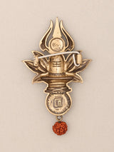 Shiva Linga Om Trishul Rudraksha Brass Brooch