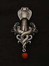 Naag Shiva Linga Brass Brooch with Rudraksha Drop