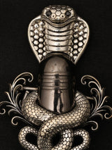 Naag Shiva Linga Brass Brooch with Rudraksha Drop