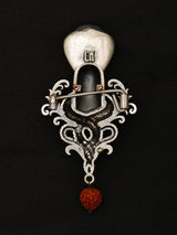 Naag Shiva Linga Brass Brooch with Rudraksha Drop