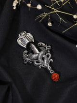 Naag Shiva Linga Brass Brooch with Rudraksha Drop