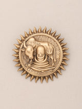 Nandi Shiva Linga Surya Halo Brass Brooch with Trishul Motif