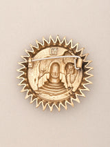 Nandi Shiva Linga Surya Halo Brass Brooch with Trishul Motif