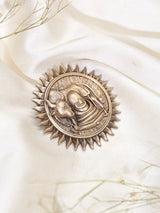Nandi Shiva Linga Surya Halo Brass Brooch with Trishul Motif