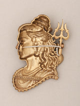 Adiyogi Shiva Trishul Bust Brass Brooch