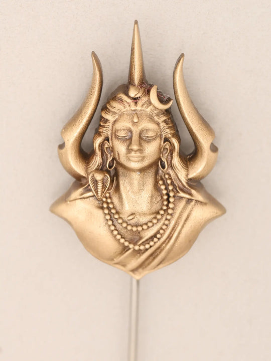 Adiyogi Shiva Trishul Brass Lapel Pin Necklace