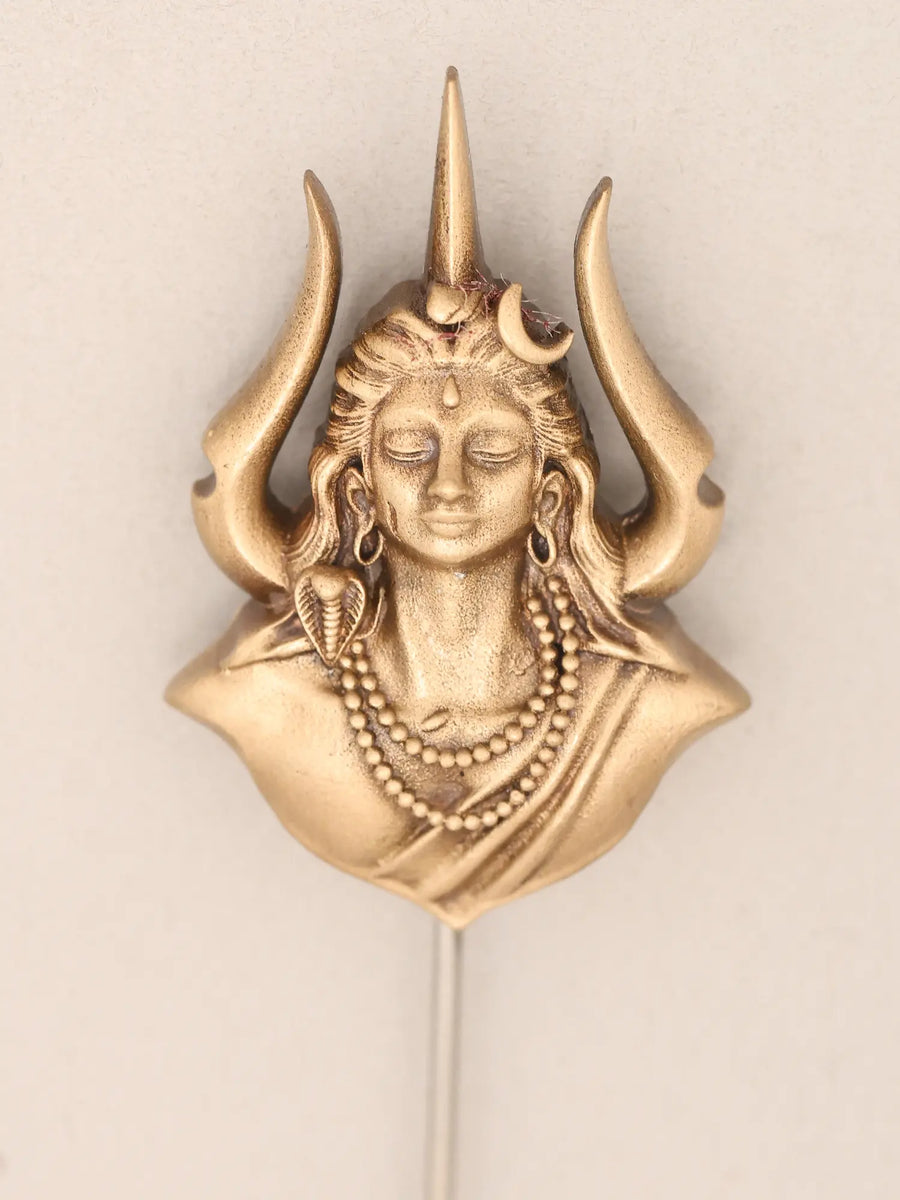Adiyogi Shiva Trishul Brass Lapel Pin Necklace