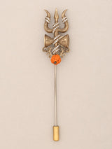Shiva Trishul and Damru Brass Rudraksha Lapel Pin