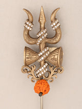 Shiva Trishul and Damru Brass Rudraksha Lapel Pin