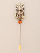 Shiva Trishul and Damru Brass Rudraksha Lapel Pin