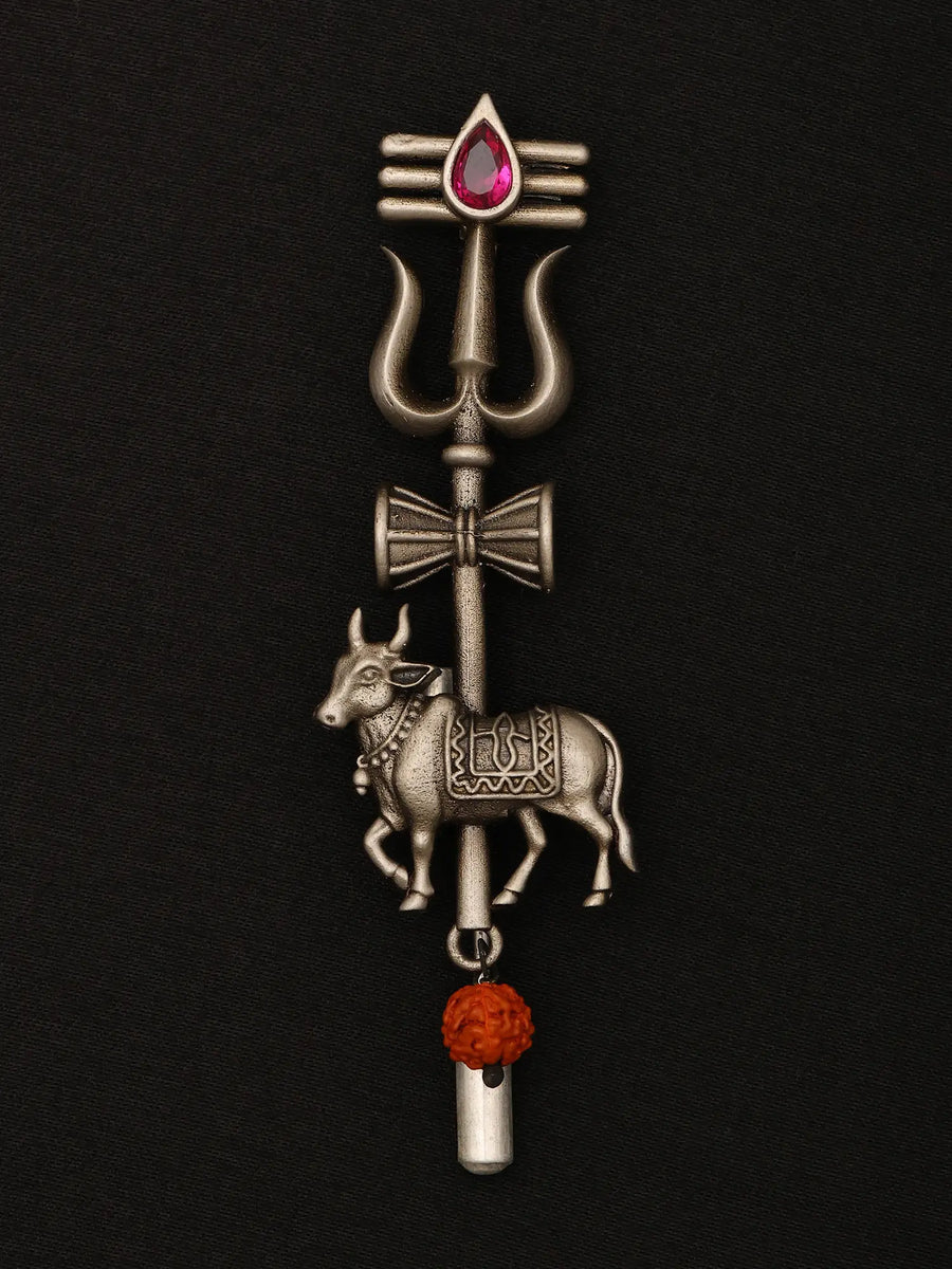 Shiva Trishul Tripundra Rudraksha Brass Lapel Pin