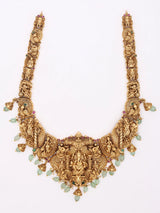 Antique Brass Lord Ganesha Temple Necklace and Earrings Set