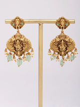 Antique Brass Lord Ganesha Temple Necklace and Earrings Set