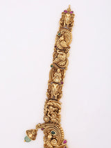 Antique Brass Lord Ganesha Temple Necklace and Earrings Set