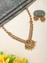 Temple Brass Haram Necklace and Earrings Set