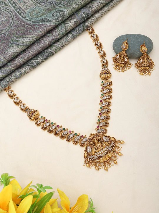 Temple Brass Haram Necklace and Earrings Set