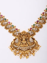 Temple Brass Haram Necklace and Earrings Set