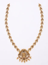 Goddess Lakshmi Temple Brass Haram Necklace and Earrings Set