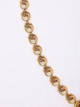 Goddess Lakshmi Temple Brass Haram Necklace and Earrings Set