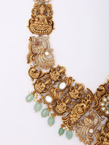 Antique Finish Temple Haram Necklace and Earrings Set