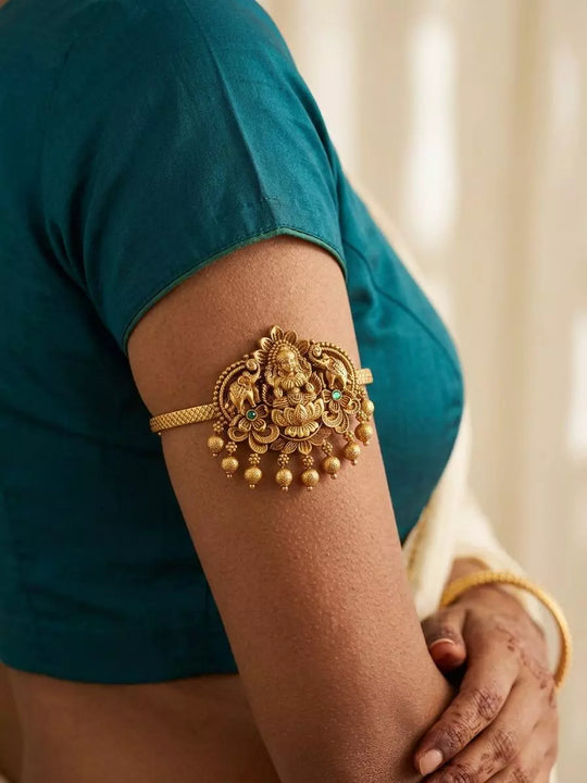 Goddess Lakshmi Brass Adjustable Armlet Baju Band