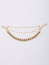 Bridal Floral Three Layer Brass Ear Chain Pair