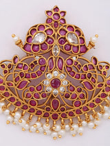 Pearl Drop Stone Studded Brass Bun Billai Juda Pin