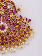 Pearl Drop Stone Studded Brass Bun Billai Juda Pin