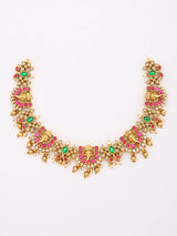 Lord Ganesha Temple Brass Necklace and Earrings Set